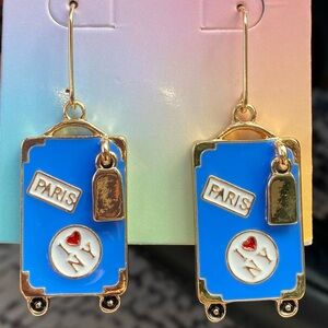 Fun Paris & NYC Suitcase Earrings